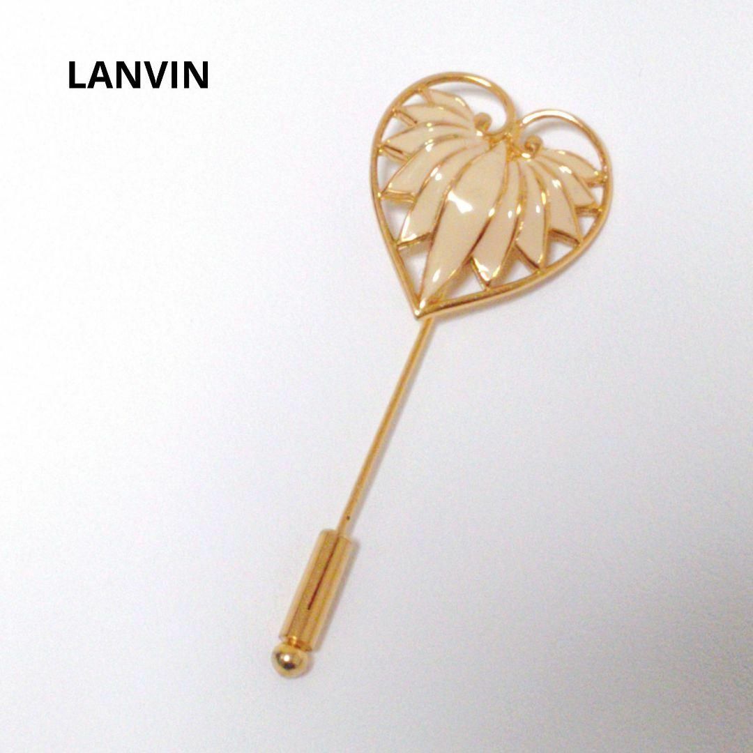 美品　LANVIN　ブローチ　ハート　ヴィンテージ　ゴールド