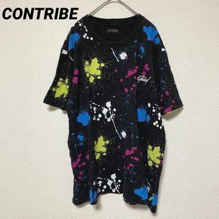 contribe - c21 CONTRIBE 半袖 Tシャツ 黒 ペイント柄 プリント 綿100%