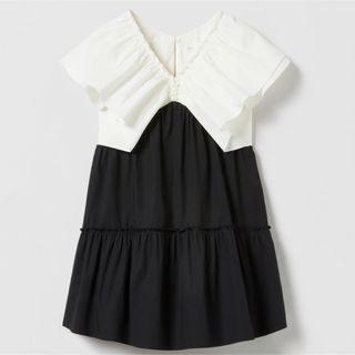 ザラキッズ(ZARA KIDS)の【ZARA KIDS】カラーブロック フリル ポプリン ワンピース(ワンピース)