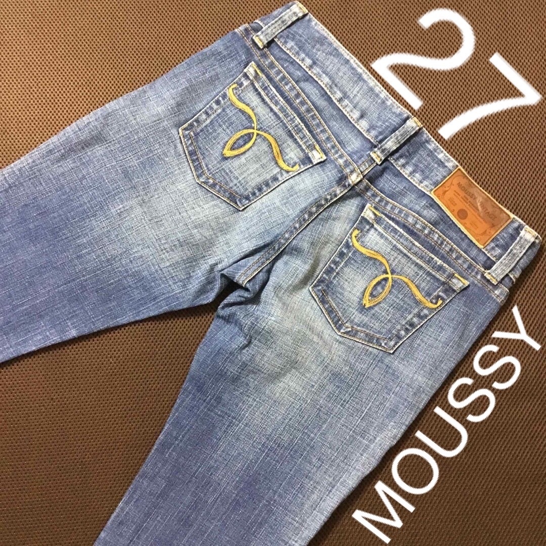 moussy(マウジー)の【希少】MOUSSY ジーンズ　27  ローライズ　イエローステッチ レディースのパンツ(デニム/ジーンズ)の商品写真