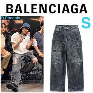 バレンシアガ(Balenciaga)のBALENCIAGA DISTRESSED WIDE LEG JEANS S(デニム/ジーンズ)