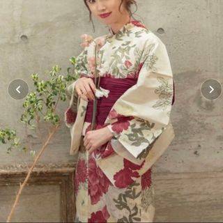 オールシーズンお得 【新品】Dita 浴衣5点セット 夏の牡丹重ね レッド