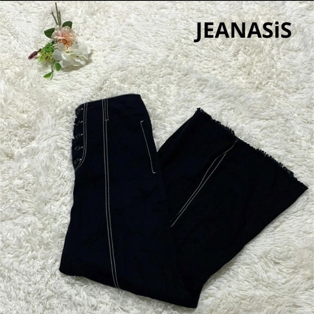 JEANASIS(ジーナシス)の美品　JEANASIS パンツ　ピンタックフレアデニム　フリル レディースのパンツ(カジュアルパンツ)の商品写真