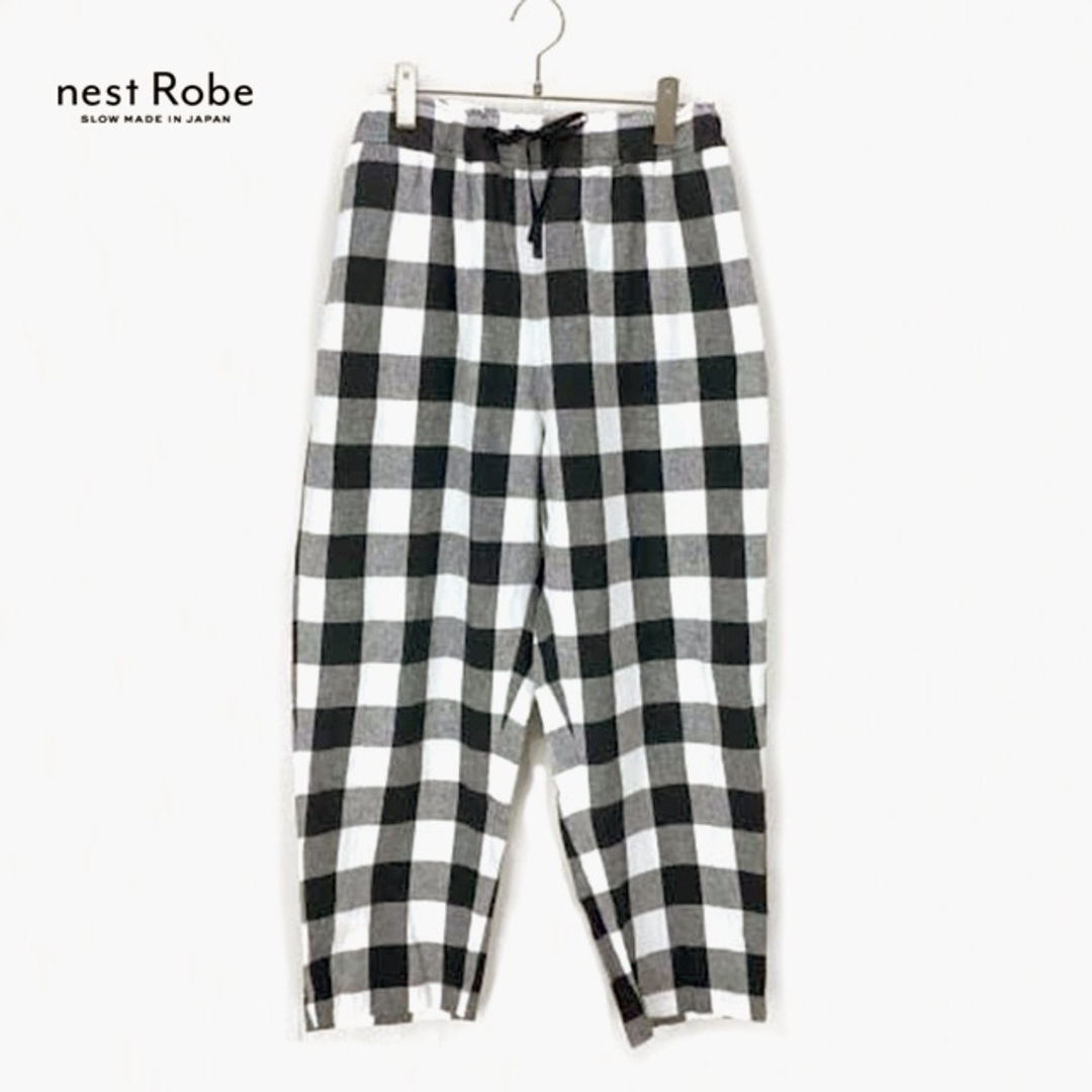 nest Robe(ネストローブ)のnest Robe✨ネストローブ コットンリネン ブロックチェックイージーパンツ レディースのパンツ(カジュアルパンツ)の商品写真