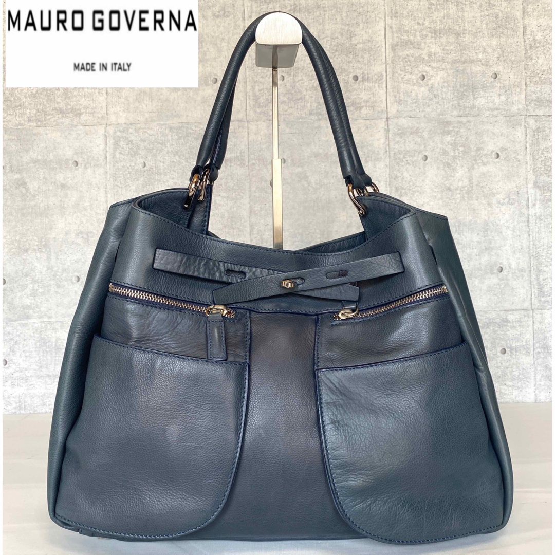 公式 クラブハリエ 【MAURO GOVERNA】ネイビー系 シルバー金具 レザー