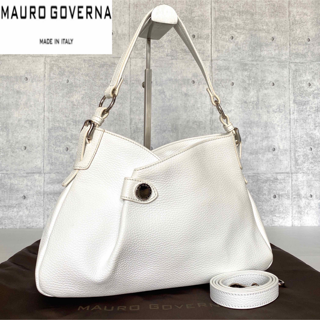 【極美品】MAURO GOVERNA ホワイト 2WAYワンショルダーバッグ