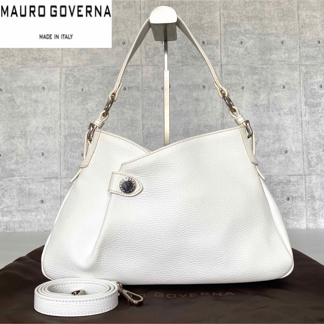 【極美品】MAURO GOVERNA ホワイト 2WAYワンショルダーバッグ