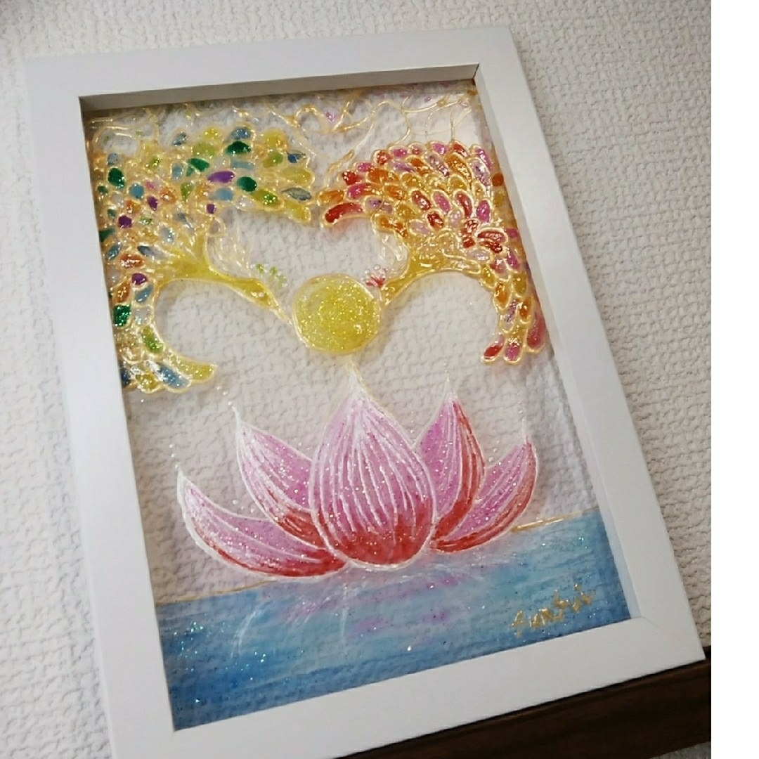 風水開運絵画＊陽光　幸迎蓮～夫婦鳳凰～豊かさ　金運出会い　健康　子宝　出世　守護