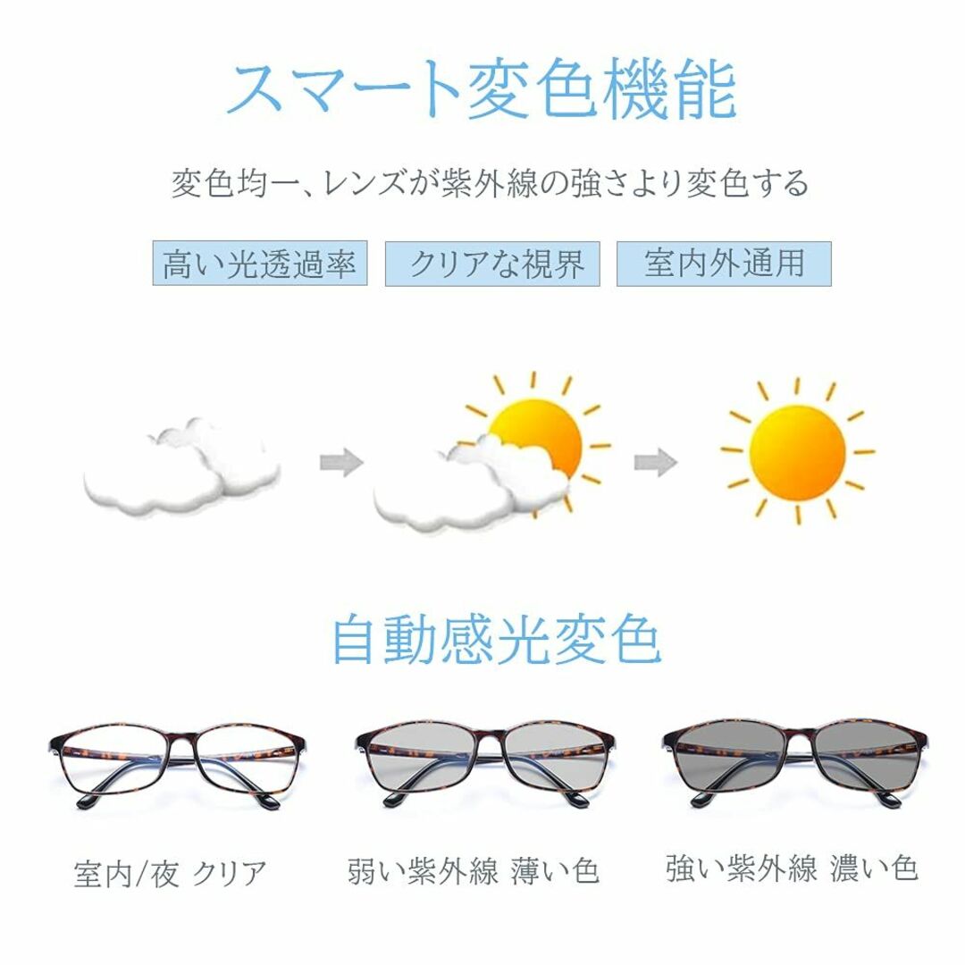 【色: レッド】[クーアイ] レディース 変色 調光サングラス メガネ ブルーラ 3