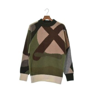 サカイ(sacai)のsacai サカイ ニット・セーター 2(M位) カーキxベージュx茶等(総柄) 【古着】【中古】(ニット/セーター)