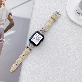 Applewatch レザーベルト パステルカラー ベージュ バンド 38 42(腕時計)