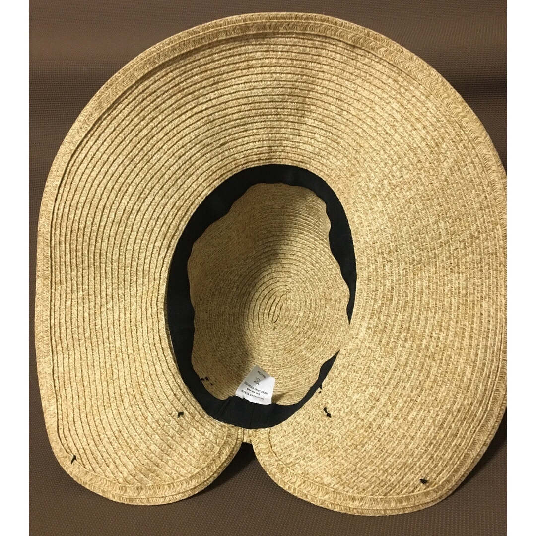 折り畳めるリボン付き麦わら帽子 レディースの帽子(麦わら帽子/ストローハット)の商品写真