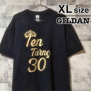 ギルタン(GILDAN)のGILDAN　Tシャツ　XLサイズ　ブラック　黒　ゴールド　プリント　USA古着(Tシャツ/カットソー(半袖/袖なし))