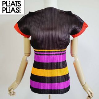 プリーツプリーズイッセイミヤケ(PLEATS PLEASE ISSEY MIYAKE)の【極美品】プリーツプリーズイッセイミヤケ　ボーダー　カットソー(Tシャツ(半袖/袖なし))