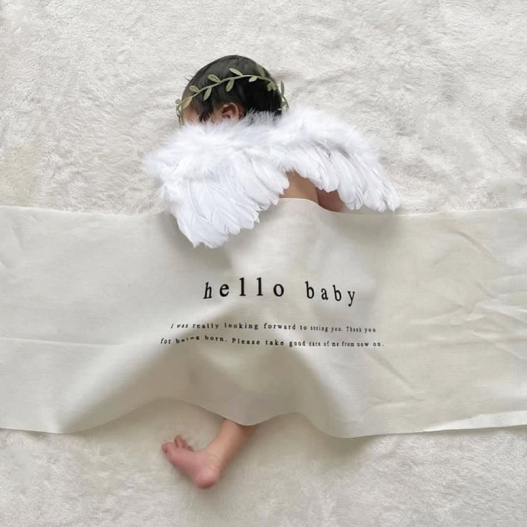 hello baby A ┆ ニューボーンフォト タペストリー 月齢カード キッズ/ベビー/マタニティのメモリアル/セレモニー用品(アルバム)の商品写真