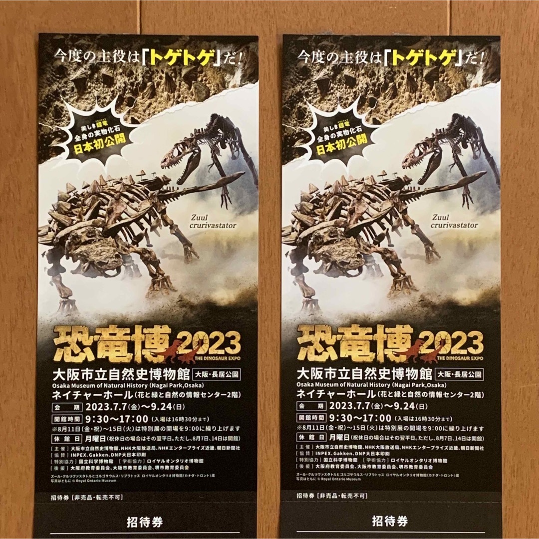 恐竜博2023【大阪会場】招待券2枚