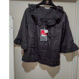 ピンクハウス(PINK HOUSE)のPINK HOUSE ブラウス BLACK 新品未使用 Msize(シャツ/ブラウス(長袖/七分))