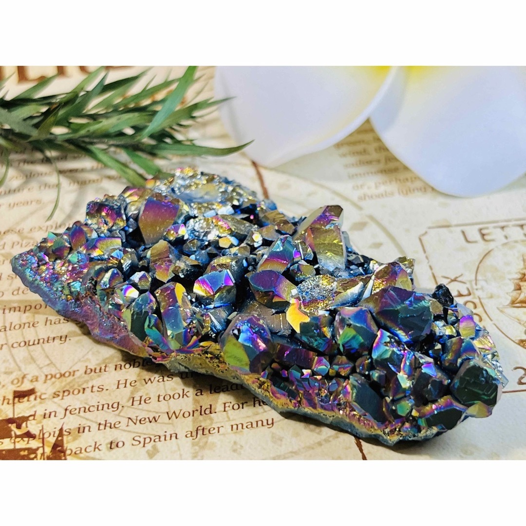 七色の夢໒꒱✨　オーラ　アメジスト　紫水晶　ラフストーン　原石　クラスター