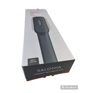 SALONIA(サロニア)ストレートヒートブラシ　スリム　グレー【美品】(ヘアブラシ/クシ)