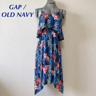 オールドネイビー(Old Navy)のOLD NAVY 青 オレンジ花柄 ワンピース GAP(ひざ丈ワンピース)