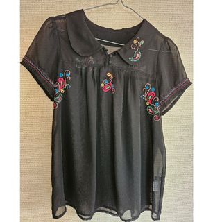 刺繍シースルーブラウス(カットソー(半袖/袖なし))