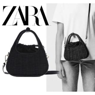 ザラ(ZARA)の新品　ZARA ザラ　ブラック  黒　カゴバッグ　バスケット  かごバッグ(かごバッグ/ストローバッグ)