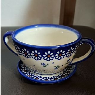 ポーリッシュポタリー(Polish Pottery)のポーリッシュポタリー　スープマグ&ソーサー(食器)