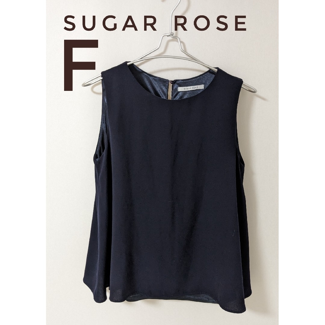 Sugar Rose(シュガーローズ)のSUGAR ROSE シュガーローズ ノースリーブ ブラウス ネイビー 紺 F レディースのトップス(シャツ/ブラウス(半袖/袖なし))の商品写真