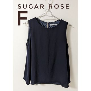 シュガーローズ(Sugar Rose)のSUGAR ROSE シュガーローズ ノースリーブ ブラウス ネイビー 紺 F(シャツ/ブラウス(半袖/袖なし))