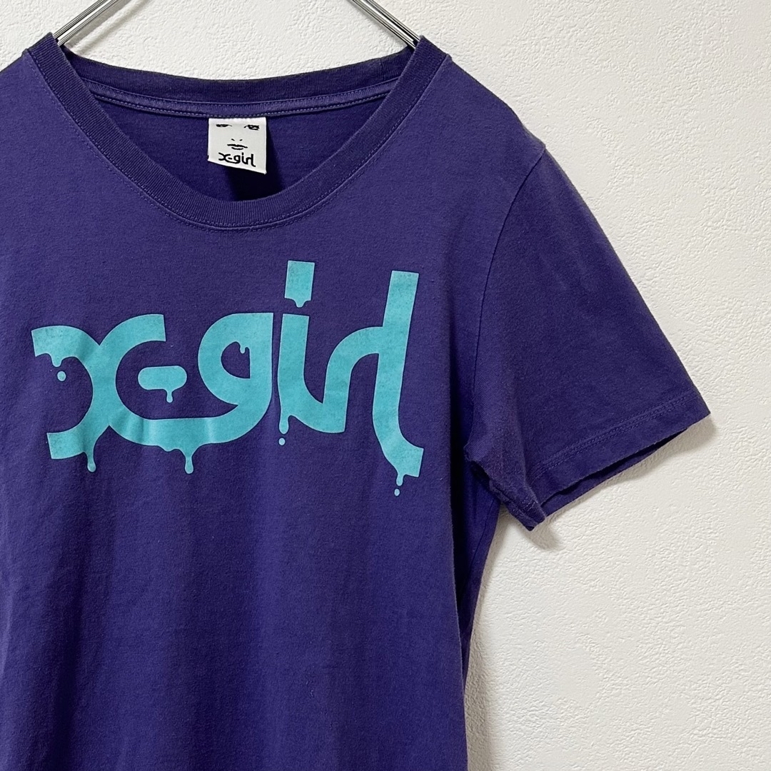 X-girl(エックスガール)のx--girl/エックスガール★半袖Tシャツ★パープル×ブルー/紫×青・水色★S レディースのトップス(Tシャツ(半袖/袖なし))の商品写真