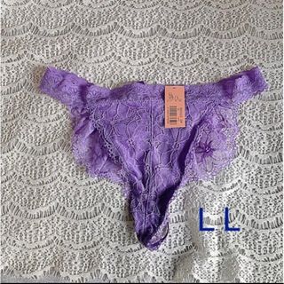 エメフィール(aimer feel)の新品タグ付エメフィール♪LLサイズ Frilly Lace Tバック　パープル(ショーツ)