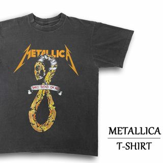 メタリカ Tシャツ 半袖 METALLICA "DON'T TREAD ON ME" バンドTシャツ サイズ：メンズ L 相当 フェード ブラック  【新品】(Tシャツ/カットソー(半袖/袖なし))