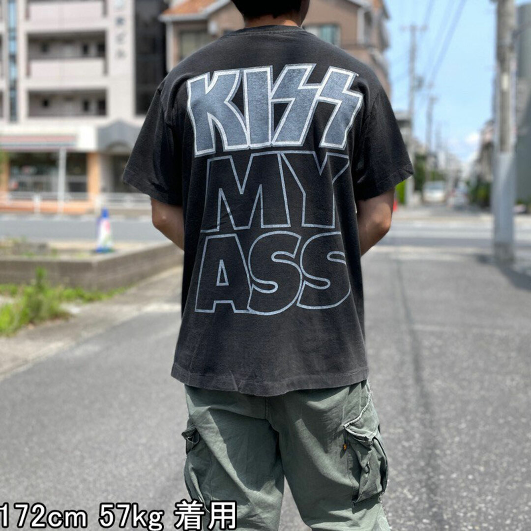 キッス Tシャツ 半袖 KISS バンドTシャツ KISS MY ASS サイズ：メンズ M 相当 フェード ブラック 【新品】