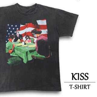 キッス Tシャツ 半袖 KISS バンドTシャツ KISS MY ASS サイズ：メンズ M 相当 フェード ブラック  【新品】(Tシャツ/カットソー(半袖/袖なし))