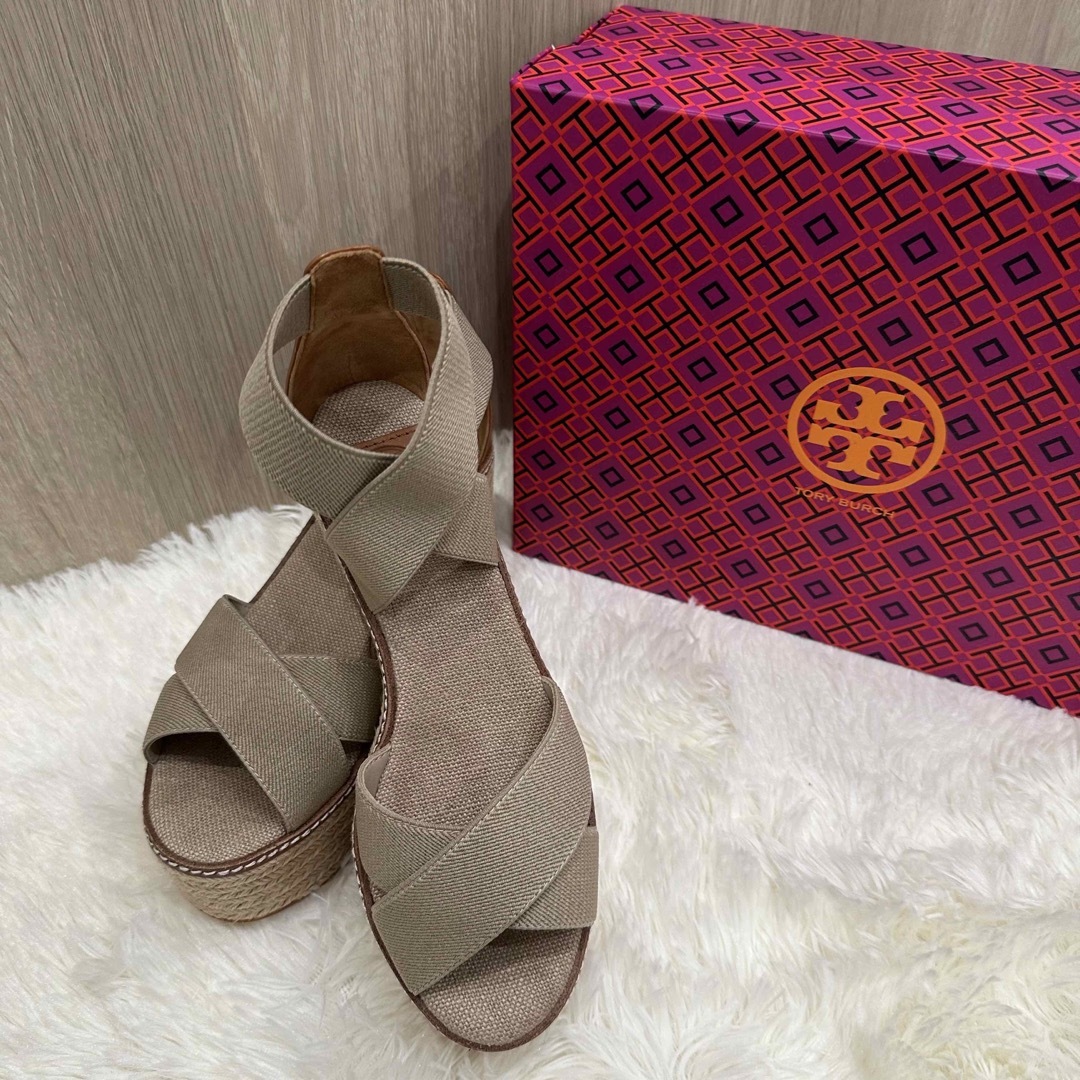 靴/シューズ新品★ Tory Burch サンダル ウェッジソール エスパドリーユ