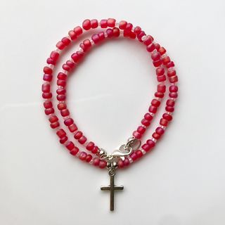 beads necklace＊simple cross ＊red(ネックレス)