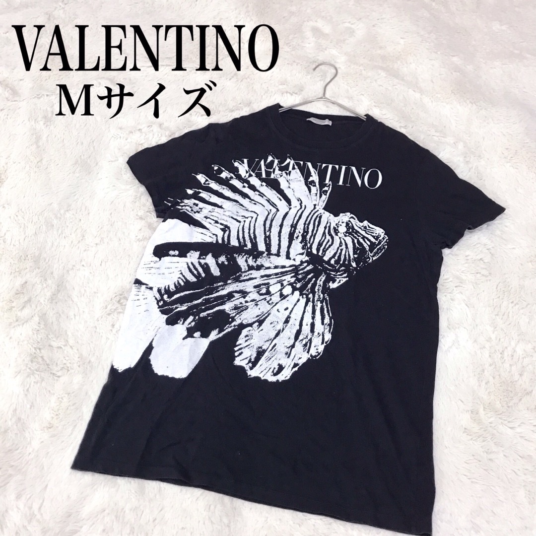 美品 VALENTINO 近年モデル ロゴ プリント Tシャツ カットソー 黒