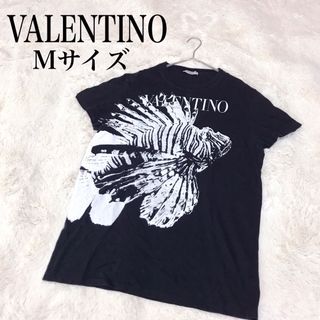 ヴァレンティノ(VALENTINO)の美品 VALENTINO 近年モデル ロゴ プリント Tシャツ カットソー 黒(Tシャツ/カットソー(半袖/袖なし))