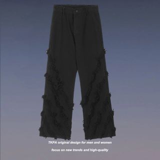 リックオウエンス(Rick Owens)のフリンジ　ストレート　パンツ　ストリート　韓国　好きに(デニム/ジーンズ)