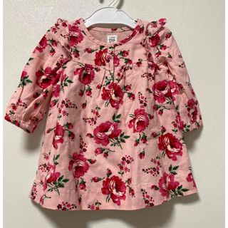 ベビーギャップ(babyGAP)のワンピース シャツワンピ 70 babygap ピンク 花柄(ワンピース)