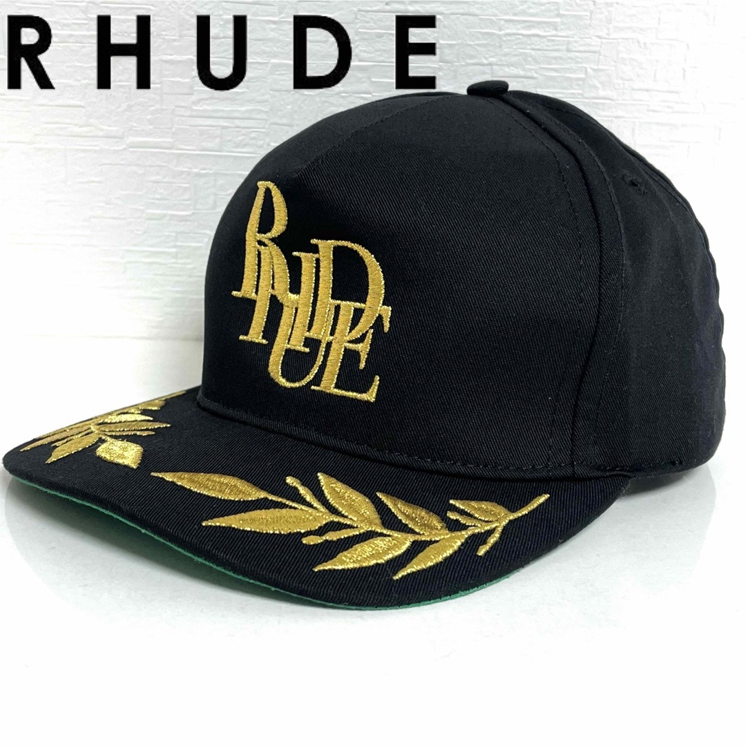 RHUDE アメリカ製 PODIUM HAT 刺繍 キャップ ブラック