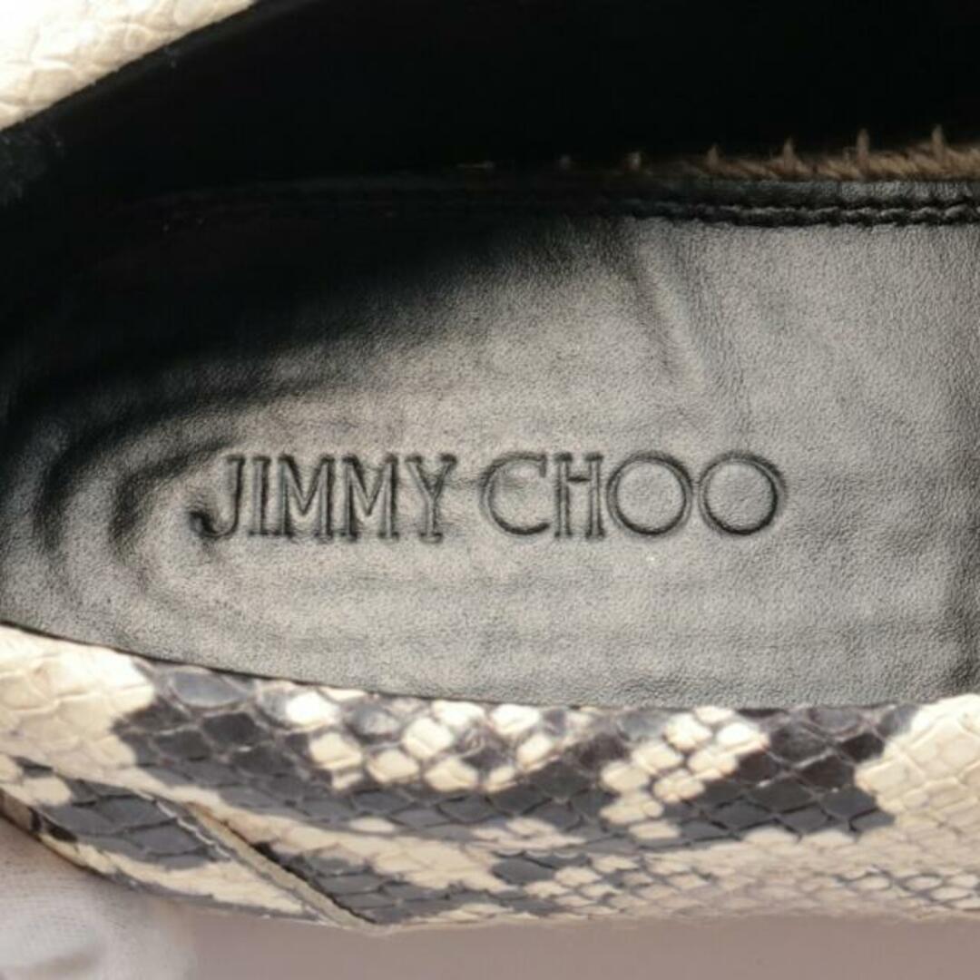 JIMMY CHOO(ジミーチュウ)の スリッポン レザー アイボリー ブラック パイソン型押し メンズの靴/シューズ(スリッポン/モカシン)の商品写真