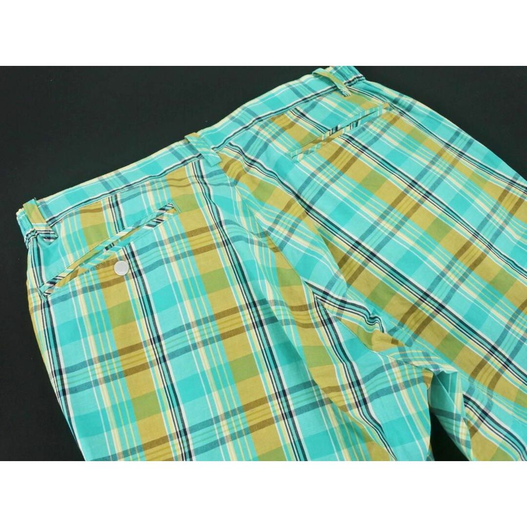 Munsingwear マンシングウェア リネン混 チェック ハーフ パンツ size3/エメラルドグリーン ■◆ メンズ