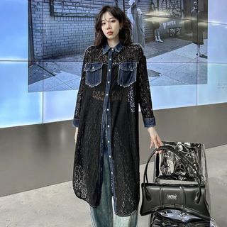 クリスチャンディオール(Christian Dior)のレディース レース ワンピース 2023夏新作 ショールカラー 通勤 レトロ (ひざ丈ワンピース)