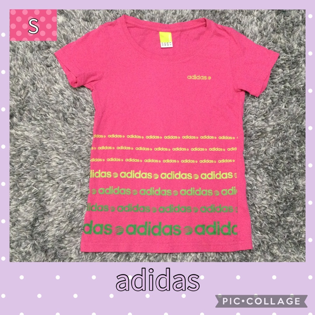 adidas(アディダス)の値下げ　アディダス　Tシャツ　濃ピンク　サイズS レディースのトップス(Tシャツ(半袖/袖なし))の商品写真