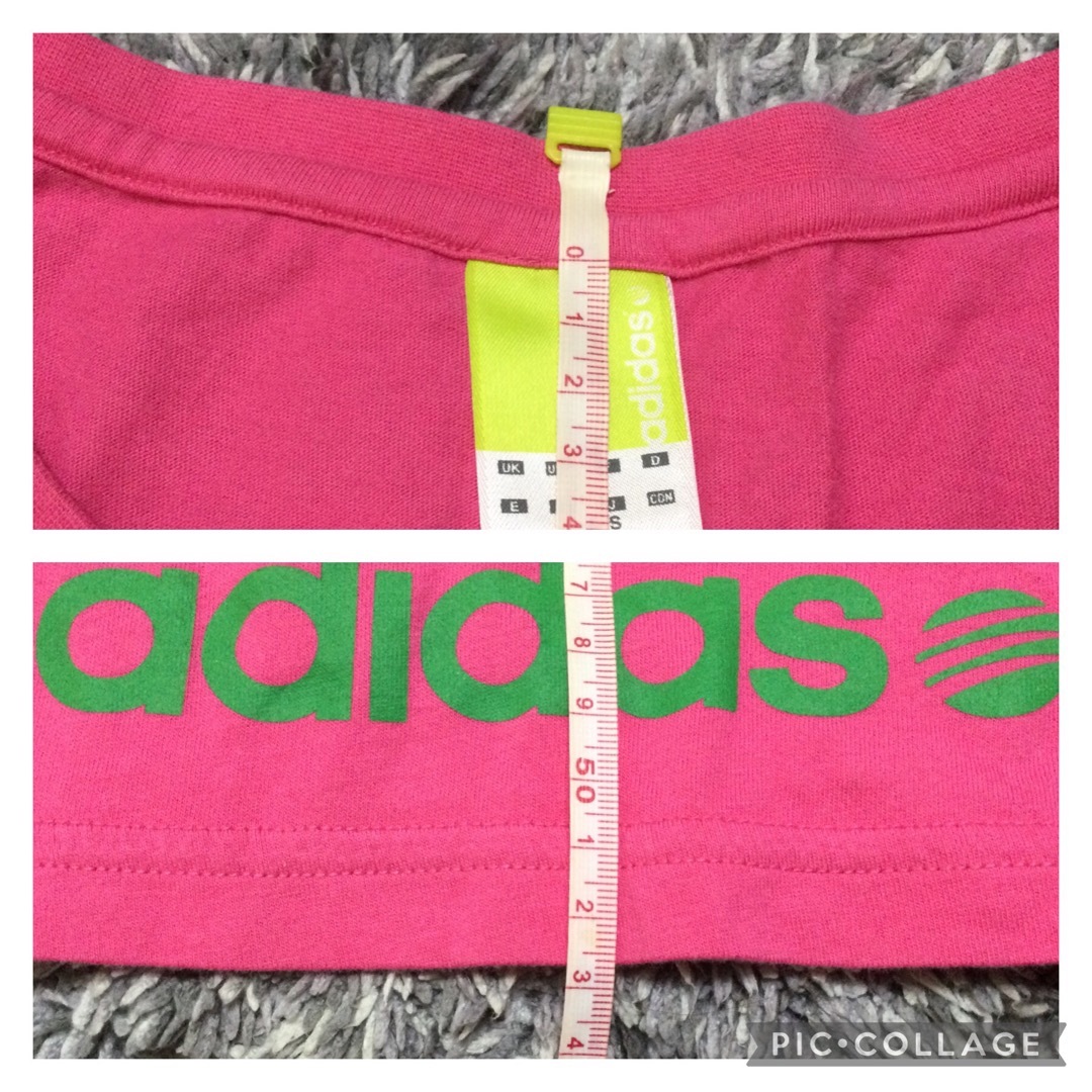 adidas(アディダス)の値下げ　アディダス　Tシャツ　濃ピンク　サイズS レディースのトップス(Tシャツ(半袖/袖なし))の商品写真