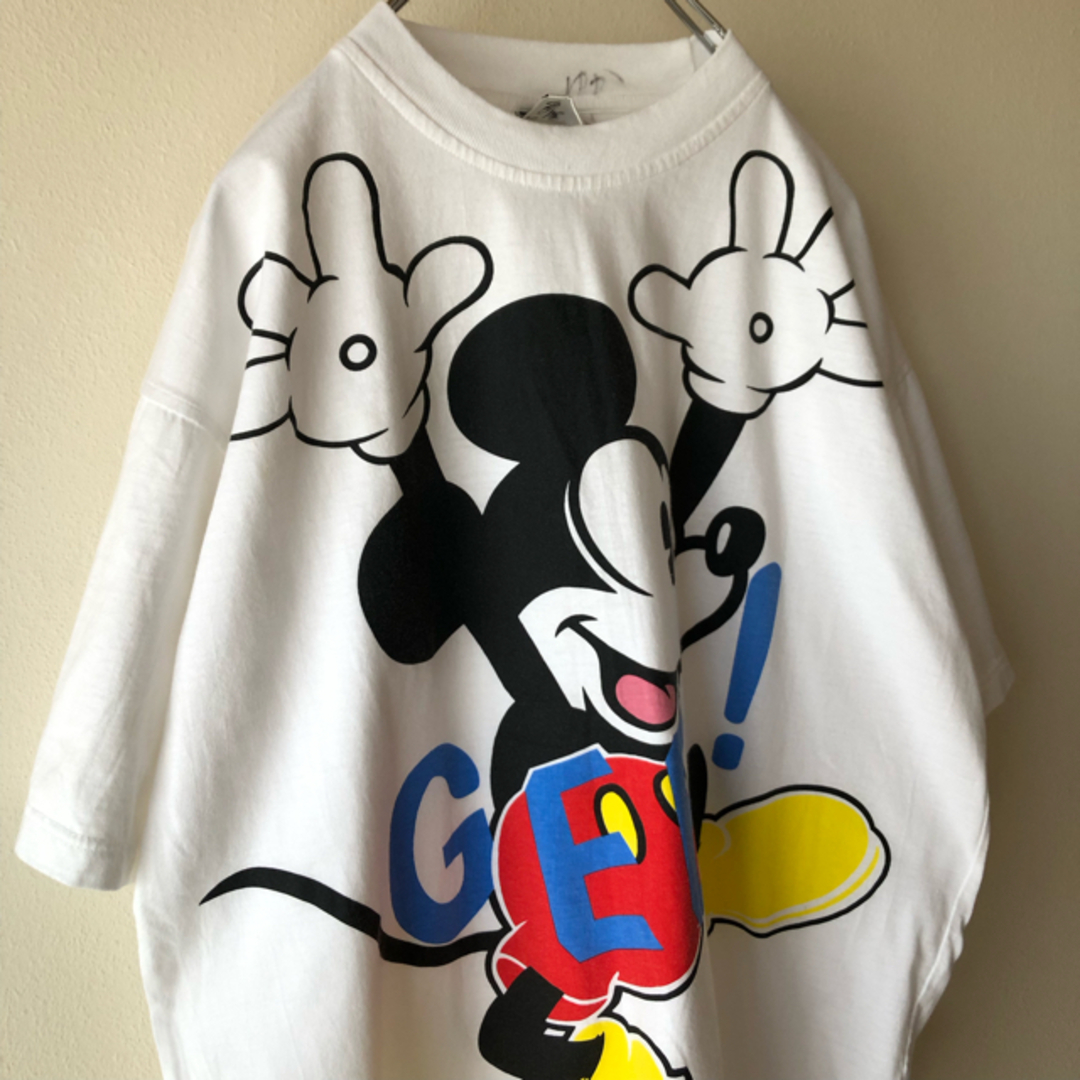 個性的】OLD Disney ミッキー ビックプリント Tシャツ 旧タグ - T