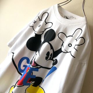 ディズニー(Disney)の【個性的】OLD Disney ミッキー ビックプリント Tシャツ 旧タグ(Tシャツ/カットソー(半袖/袖なし))