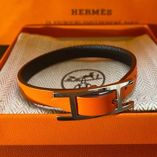 エルメス(Hermes)のHERMES エルメス　レザーリバーシブルブレスレット　ビーアピ　シングル(ブレスレット/バングル)