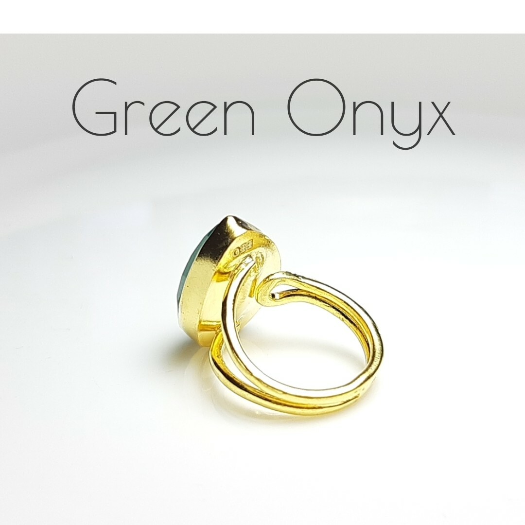 最新作☆『Green Onyx』の世界でひとつの天然石リング レディースのアクセサリー(リング(指輪))の商品写真